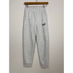 Puma Gray Joggers Youth M 10-12 Sweatpants Logo Athletic Lounge Pants
